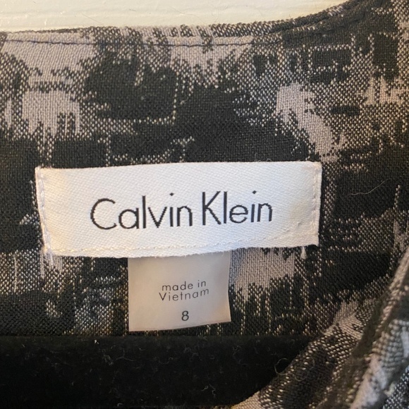 Size 8 Calvin Klein Black & White Patterned Shift Dress - Picture 3 of 4